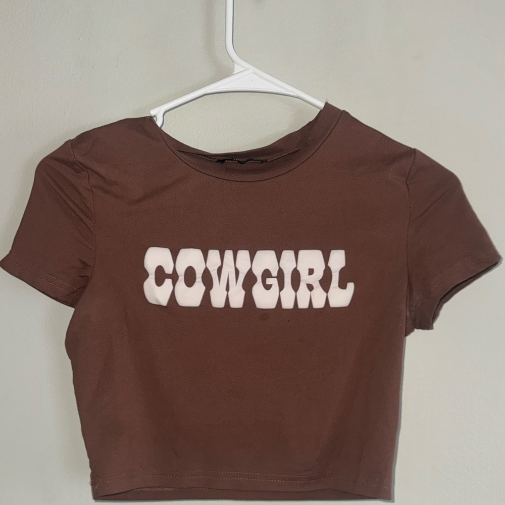 SHEIN COWGIRL Chocolate colored Graphic Tee